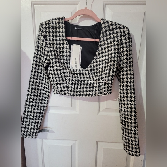 NWT Zara Houndstooth Cropped Blazer - Picture 5 of 5
